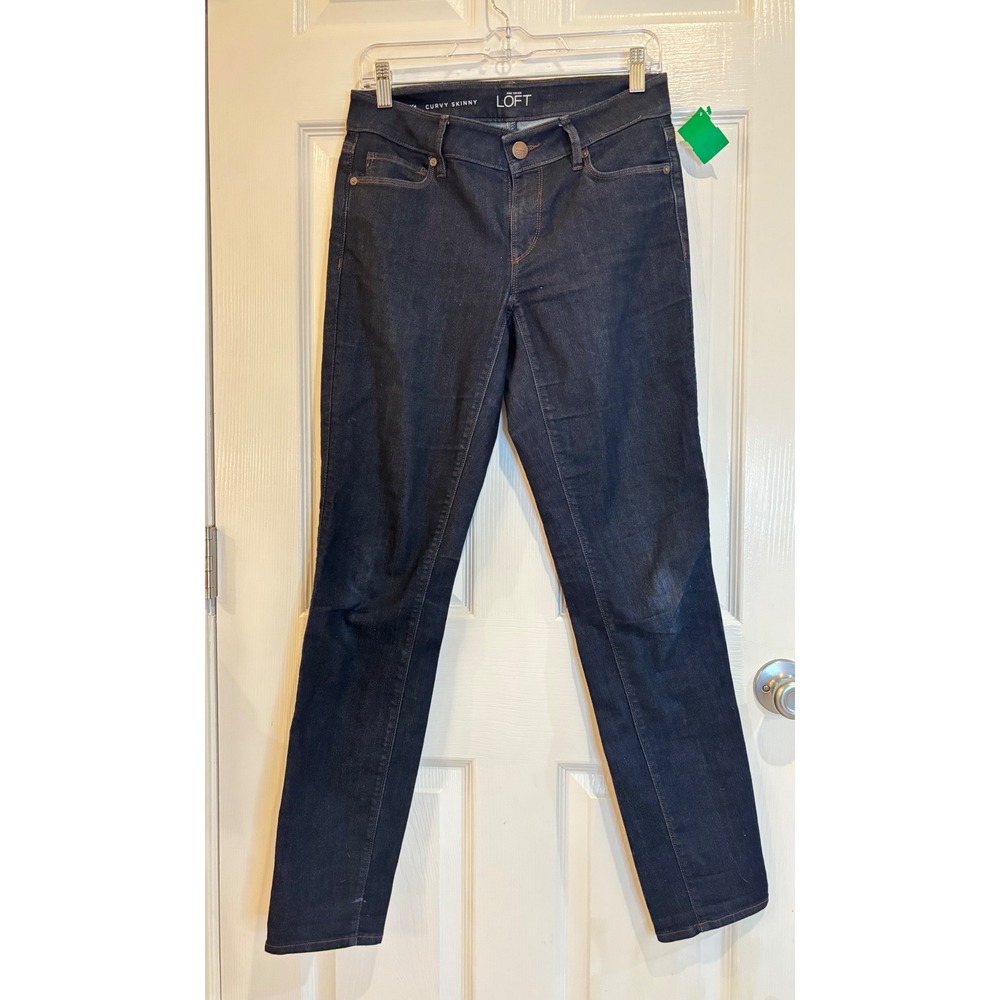 LOFT Ann Taylor Curvy Skinny Dark Wash Denim Jeans Womens Size 27/4